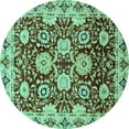 thumbnail image 1 of Ahgly Company Indoor Round Abstract Turquoise Blue Modern Area Rugs, 6' Round, 1 of 4
