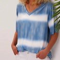 thumbnail image 2 of Pompotops Women Gradient Color V-Neck T-Shirt Short Sleeve Casual Tee Tops Blouse, 2 of 6