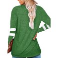 thumbnail image 4 of Sonducket Camiseta de mujer a rayas de manga larga básica con cuello en V blusa suelta informal Prendas para la parte del cuerpo Verde XXL, 4 of 6