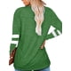 thumbnail image 4 of Sonducket Camiseta de mujer a rayas de manga larga básica con cuello en V blusa suelta informal Prendas para la parte del cuerpo Verde XXL, 4 of 6