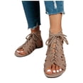 thumbnail image 5 of KIJBLAE Women's Lace-Up Gladiator Sandals, Open Toe Cutout Ankle-Tie Shoes, Plus Size Edgy Comfort Footwear for Casual Outings Khaki 43, 5 of 8