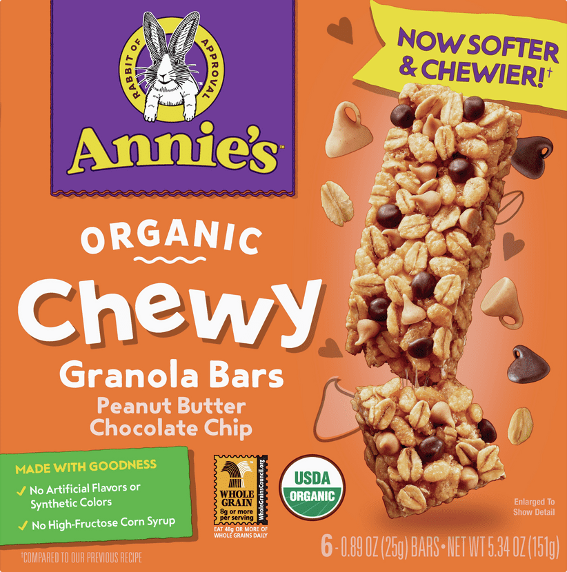 Annie's Organic Chewy Granola Bars, Peanut Butter Chocolate Chip, 5.34 oz, 6 ct