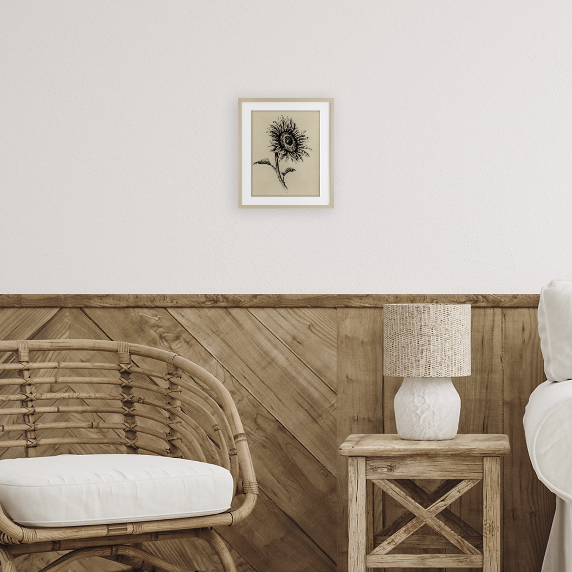 Stupell Industries Sunflowers in Charcoal Birch Framed Print Under Glass, design by Leah Noel Art