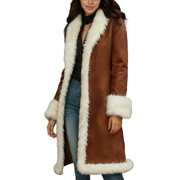 Winter Long Coat Blend Shearling Lined Warm Outerwear Elegant Trench Style Jacket For Cold Weather Fashion winter clothing for women