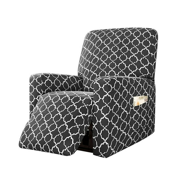 4-Piece Furniture Protector Striped Plaid Reclining Case With Pockets 1 Seat Recliner Furniture Cover With Elastic Bottom