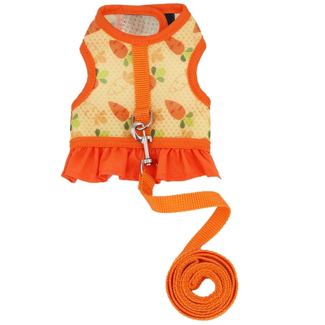Visland 1 Set Pet Harness Leash Stylish Cute Cartoon Pattern Guinea Pig Rabbit Vest Harness Set for Outdoor Walking