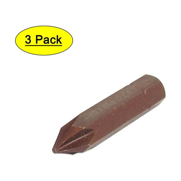 3pcs 40mm Long PH1 8mm Tip Hex Shank Magnetic  Screwdriver Bits Brown