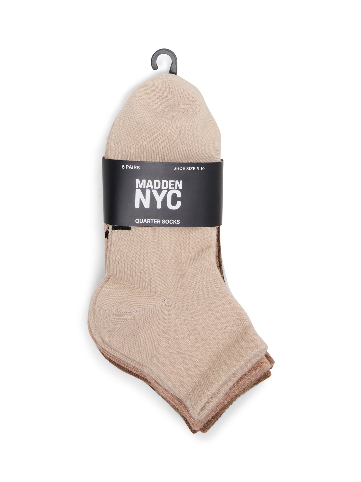 Madden NYC Women's Quarter Sock, 6-Pack, Fits Shoe Size 5-10