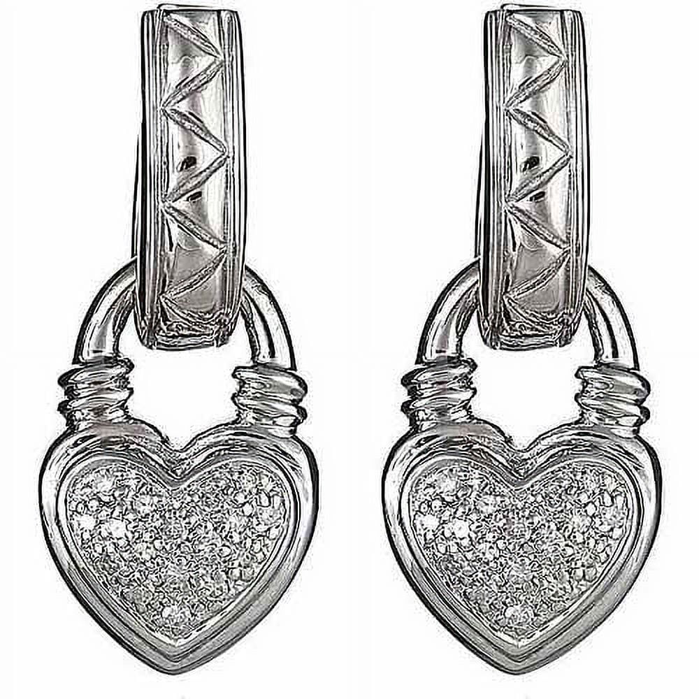 1/4 Carat T.w. Round White Diamond Sterling Silver Heart Lock Earring