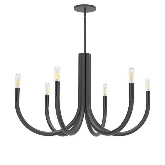 WAN-286C-MB Dainolite Wand - 6 Light Chandelier In Modern Style-17 Inches Tall and 28 Inches Wide-Matte Black Finish