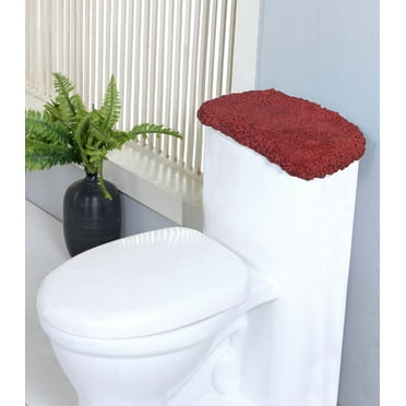 Home Weavers Luxury Collection 100% Cotton Tufted Bath Rug, Extra Soft and Absorbent Bath Rugs, Non-Slip Plush Bath Carpet, Machine Wash Dry, bath rugs for Bathroom Floor, 10" x 22" Tank Cover, Red