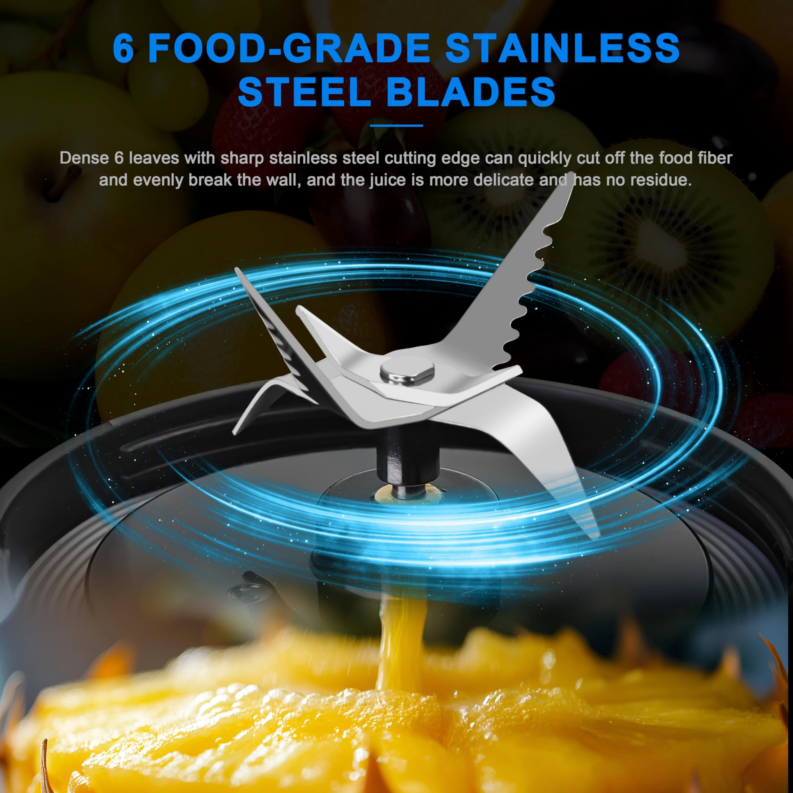Elitzia Portable Blender for Smoothies 700ML and 6000mAh Rechargeable 6 Stainless Steel Blades 22000 RPM Personal Blender for Gym Office Kitchen XIP7 Waterproof Detachable Cup ETPB258