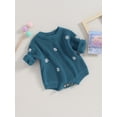 thumbnail image 3 of Arvbitana Infant Baby Girls Boys Sweater Romper Long Sleeve Flower Embroidery Knit Jumpsuits 0M 3M 6M 9M 12M 24M Newborn Casual Bodysuits Fall Clothes, 3 of 7