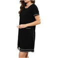 thumbnail image 6 of Penkiiy Women Zip Up Robe Short Sleeve Housecoat Soft Zipper Front Nightgown Loungewear with Pockets 2XL Black, 6 of 6