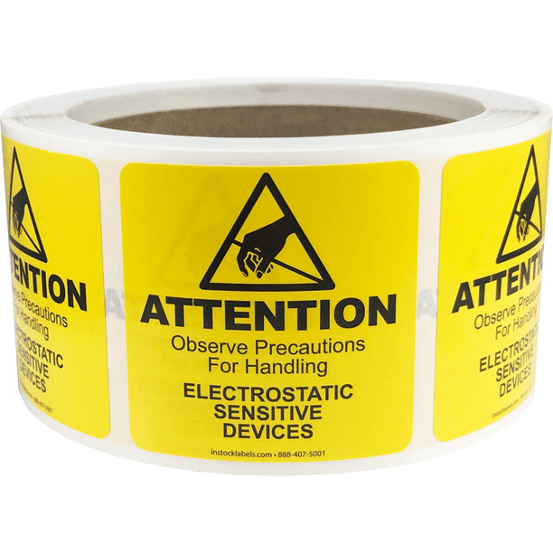 Attention Electrostatic Sensitive Devices Warning Labels 2 x 2 Inch 500