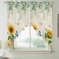 thumbnail image 2 of Sunflowers Swag Valances for Windows, Kitchen Window Curtains Over Sink, Floral Green Leaves Bees Watercolor Window Treatment Curtains for Living Room/Bedroom Curtains 2 Panel Sets 36"x45", 2 of 8