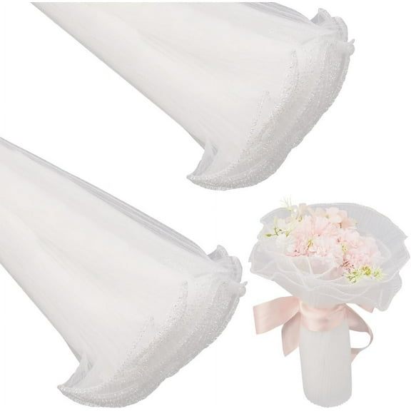 2 Bags Organza Flower Bouquet Wrapping Paper White 282x0.5mm