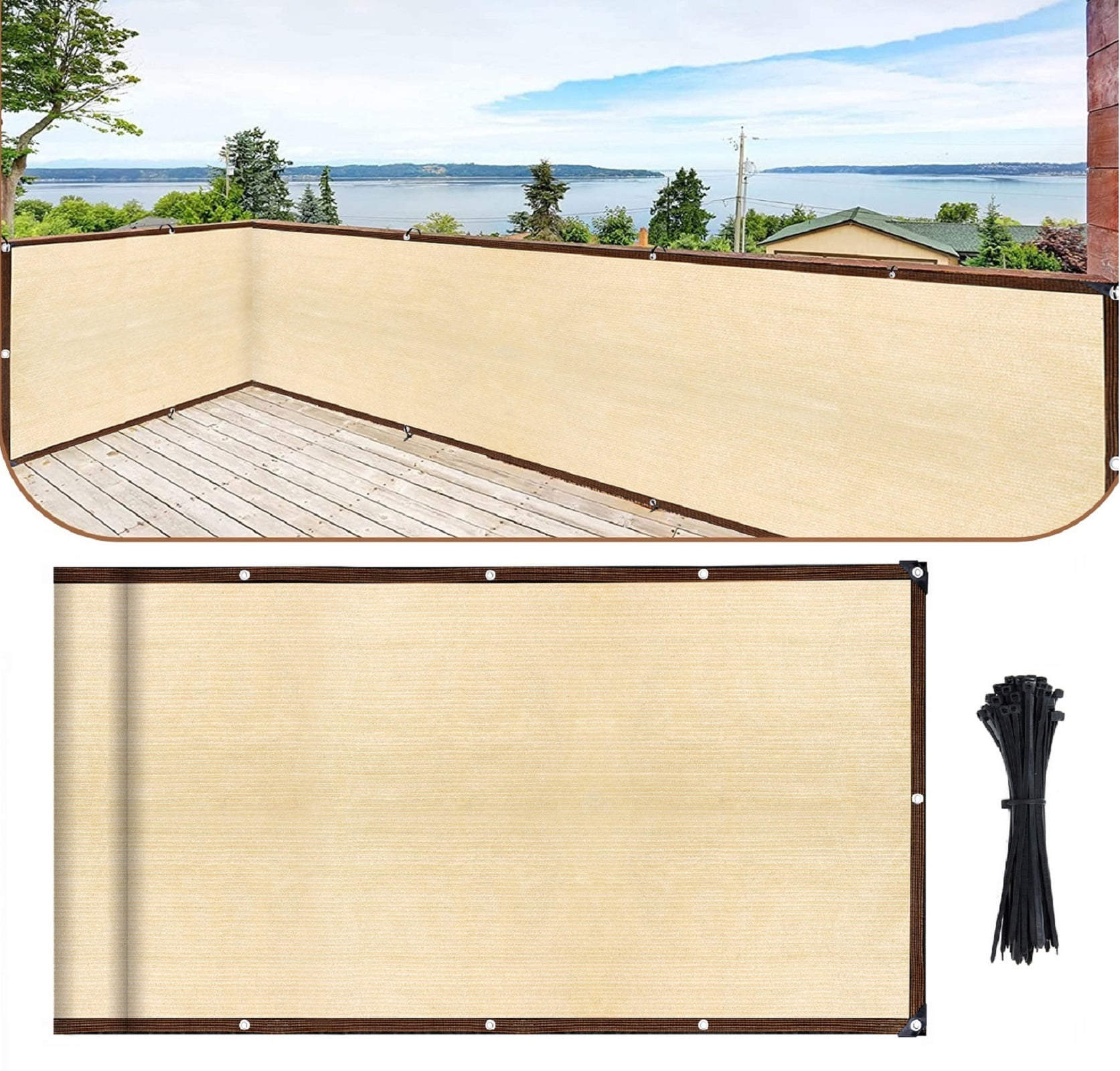 Abrotain Balcony Privacy Screen Cover 3'3"x9'9" Fence Covering Privacy Shade Cloth Outdoor Patio Porch Screen Mesh Apartments Railing Cover Wind Block for Patio Backyard Deck Porch Railing