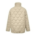 thumbnail image 5 of Maqroz Quilted Puffer Jacket Women Lightweight Pullover Hoodie Oversized Warm Winter Down Jackets Quarter Button Long Sleeve Casual Padded Coats with Pocket, Khaki S, 5 of 8