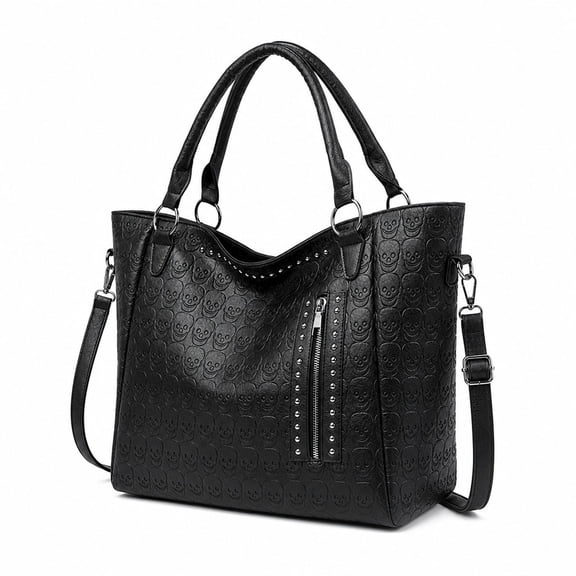 Halloween Women Skull Large Tote Bag, Gothic Purse Printing Shoulder Bag, Tote Purse for Women Skull Print