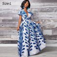 thumbnail image 2 of Vestido africano sexy para mujer Vestido largo maxi Vestido con cuello en V Vestido de varias vías Vestido plisado Estampado floral - Blanco Adepaton  BST3005875-3, 2 of 6