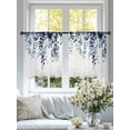 thumbnail image 4 of Blue Eucalyptus Sheer Curtains 54 Inch Length 2 Panels Set, Weeping Botanical Leaf Watercolor Voile Window Treatment Rod Pocket Short Kitchen Curtains Drapes for Bedroom 52"x54"x2, 4 of 7