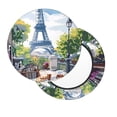 thumbnail image 2 of Zufioo Parisian Cafe With Eiffel Print Round Bar Chair Cushion Cover, Elastic Round Stool Protector, Dustproof and Non-slip Bar Kitchen Restaurant Chair Mat-12 inch, 2 of 7
