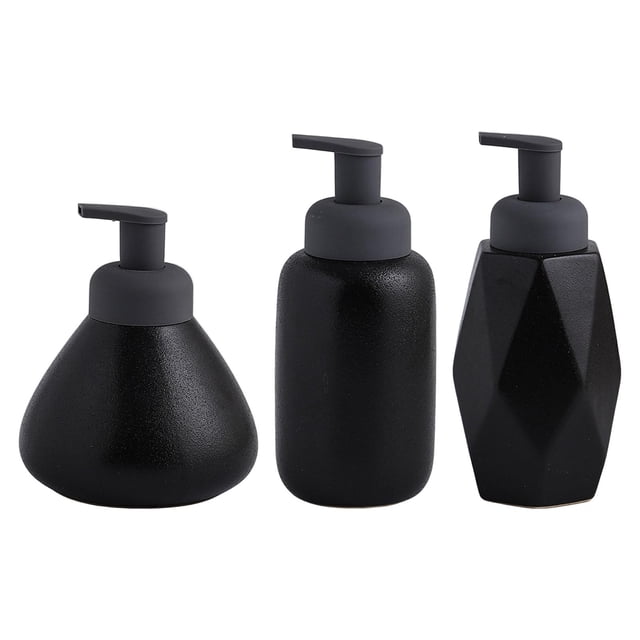 Set de 3 Dispensadores de Jabón Recargables para Champú en Cerámica Blanca
