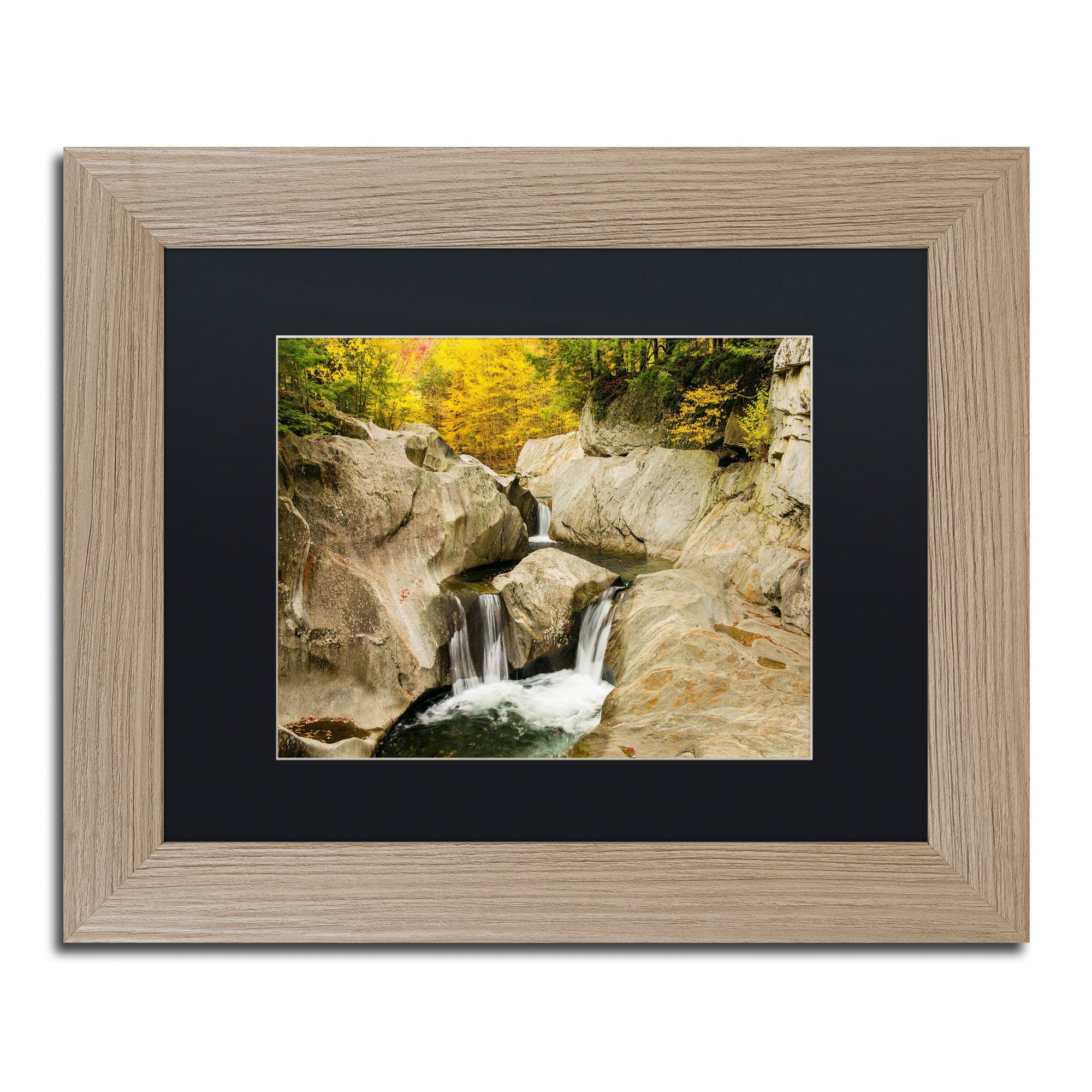 Trademark Fine Art "Fall at the Falls" Canvas Art by Michael Blanchette Photography Black Matte, Birch Frame