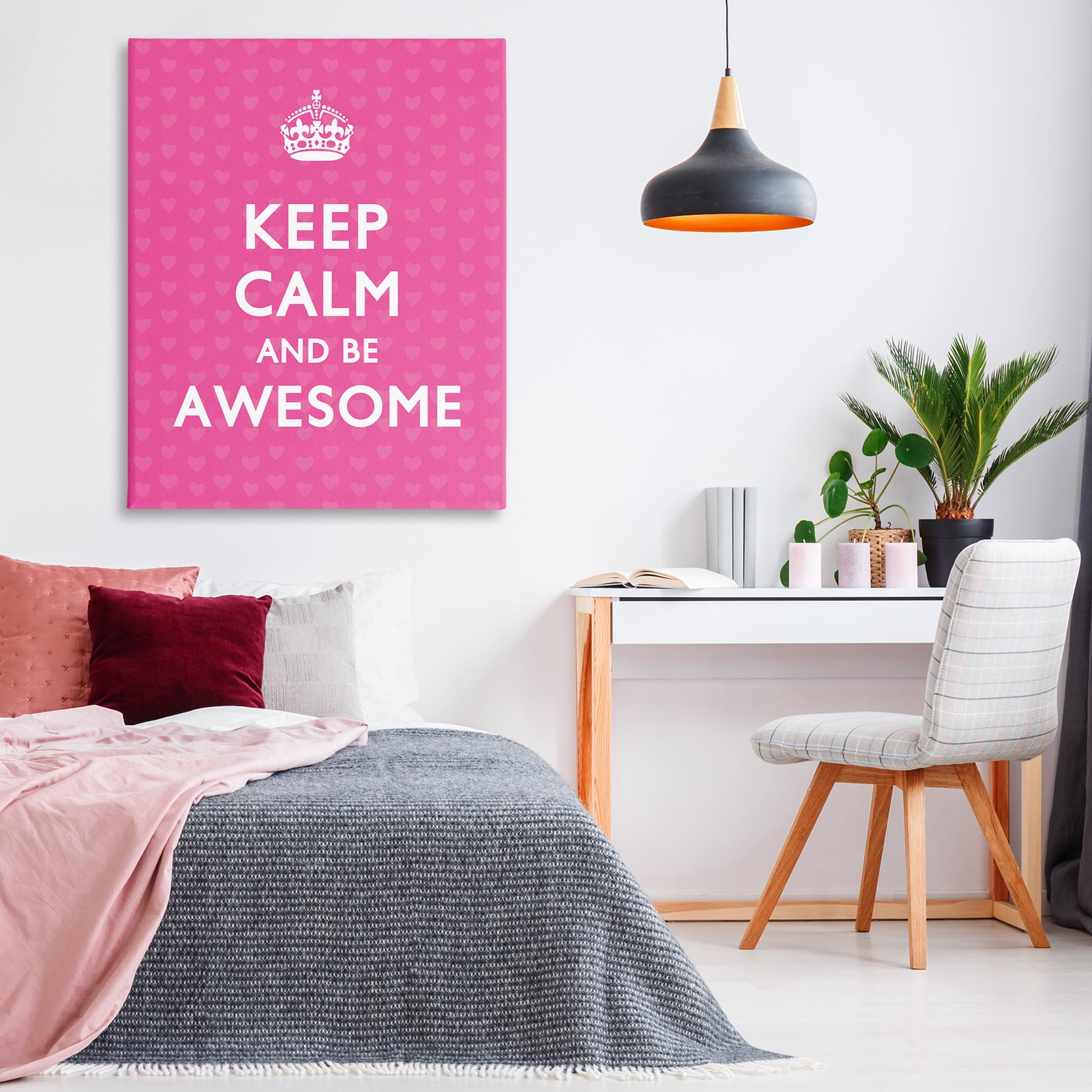 Stupell Industries Keep Calm Be Awesome Text & Numbers Painting Wrapped Canvas Art Print Wall Art, 36 x 48