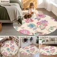 thumbnail image 6 of Retro Floral Large Area Rugs for Bedroom Living Room, Soft Non Slip Carpet Bedside Rug, Farmhouse Botanical Leaves Flowers Round Floor Cover Kitchen Accent Rug 5' for Dining Room/Office, 6 of 9