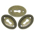thumbnail image 1 of Queilt 6 Antique Oval Key Plates, Lock Roses, Lock Fittings, Cover for Locks, Key Hole, Vintage Brass Design, 37mm, 1 of 5