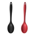 thumbnail image 1 of cucharas de silicona para cocinar, resistentes al calor, diseño higiénico, utensilios de cocina, cucharas para mezclar para cocinar, hornear, revolver y mezclar (negro), 1 of 5