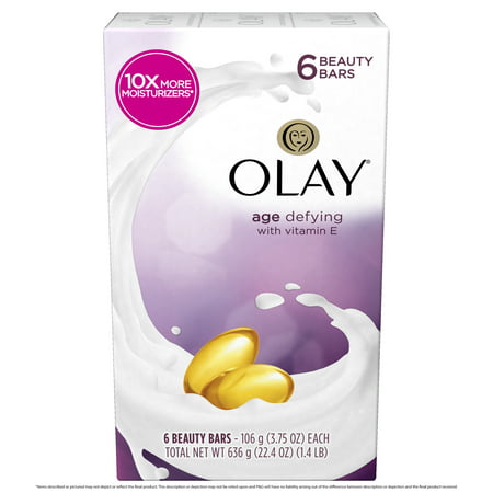 Olay Moisture Outlast Age Defying Beauty Bar 3.75 oz, 6 (Best Type Of Soap For Skin)