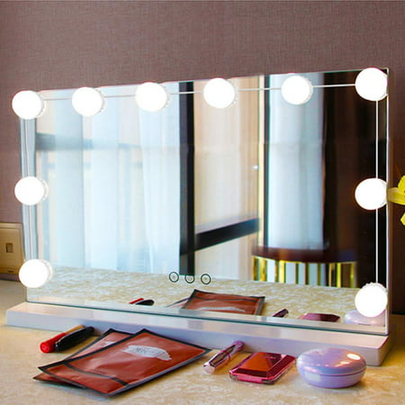 Hilitand Vanity LED Mirror Light Kit LED Makeup Light Makeup Hollywood Cold White Mirror with 10Pcs Dimmable Light
