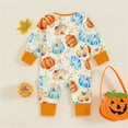 thumbnail image 5 of SHENGSI Baby Pumpkin Print Long Sleeve Zip Jumpsuit Romper, Halloween Baby Boy/Girl Outfit Newborn Pumpkin Jumpsuit Zipper Up Bodysuit Cute Halloween Clothes, 5 of 7