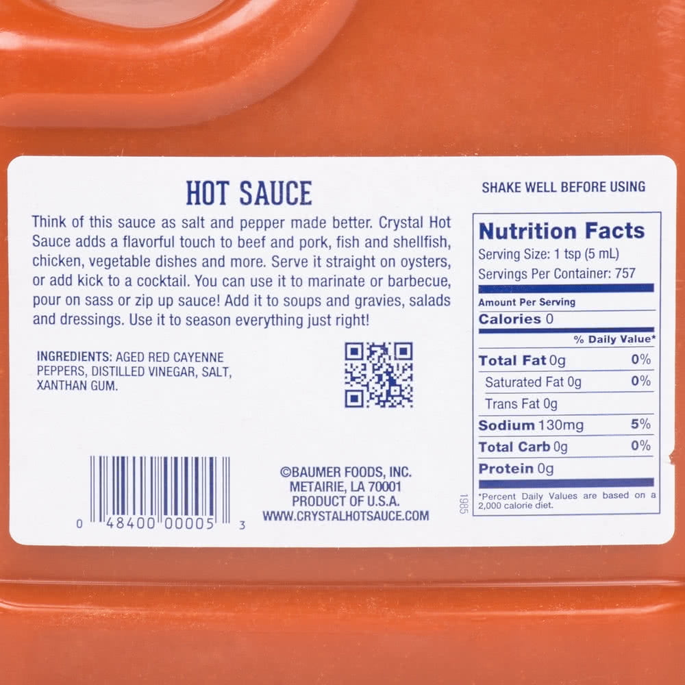 Crystal  Louisana Pure Hot Sauce, 1 Gallon