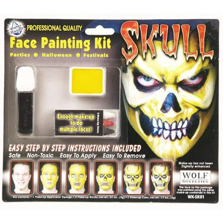 Skull Face Painting Kit, Enough Makeup To Create Dozens of Faces! By Wolf Novelties Ship from US