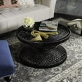 thumbnail image 2 of SAFAVIEH Grimson Round Large Bowed Wicker Coffee Table, Black, 2 of 5
