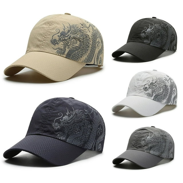 Casquette de Soleil Séchage Rapide Imprimé Dragon Chapeau de Baseball pour Extérieur