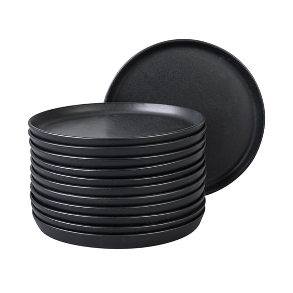 Juego De 12 Platos Gourmet De Porcelana Santa Anita De 20 cm. Negro Semi Mate