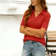 thumbnail image 3 of yillto Women's Golf Shirts Short Sleeve Collared Tennis Shirt V Neck Basic Plain Tops Business Trendy Summer Top, 3 of 5