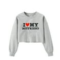 thumbnail image 2 of Okbabeha I Love My Boyfriend Crop Top Heart BF Shirt Y2K Long Sleeve Oversized T-Shirt Cropped Sweatshirt For Women Teen Girl, 2 of 4