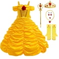thumbnail image 1 of Déguisement Princess Jaune pour Filles avec Accessoires Robe d'Halloween d'Anniversaire, 1 of 5