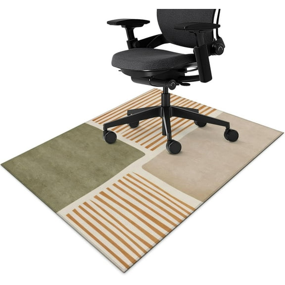 Office Chair Mat for Hardwood & Tile Floor 36"x48",Boho Modern Abstract Mid Century Computer Rolling Chair Mat Carpet,Low-Pile Rubber Backing Under Desk Non Slip Gaming Rug Large Protector Mat