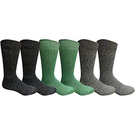 6 Pairs Merino Wool Socks for Men, Hunting Hiking Backpacking Thermal Sock by WSD (Gray