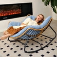 thumbnail image 4 of Micleed Outdoor Rocking Egg Chair, Indoor Papasan, Rattan Wicker Lounge, Modern Royal for Bedroom, Living Room, Porch, Garden, Lawn - Blue, 4 of 7