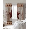 thumbnail image 2 of Red Texas Star Vintage Blackout Curtains 54 Inch Length 2 Panels Set for Living Room Bedroom, Farmhouse Berry Brown Wooden Room Darkening Window Curtains Thermal Insulated Black Out Curtain 52"x54", 2 of 8