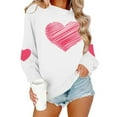 thumbnail image 2 of Hearts Printed Tops for Women Cute Valentines Day Holiday Outfits Long Sleeve Crewneck Sweatshirt Lover Gifts (XS, White #E), 2 of 7