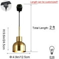 thumbnail image 5 of FSLiving Brass Plating Industrial Pendant Light J-Type Track Light 2 ft Cord Iron Dome Track Light Remote Control with E26 LED Bulbs Instant Pendant Lights Decorate for Kitchen Island-3 Lights, 5 of 9